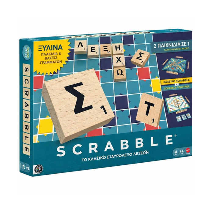 Classic Scrabble & Scrabble Together 2σε1 με Ξύλινα Γράμματα Επιτραπέζιο