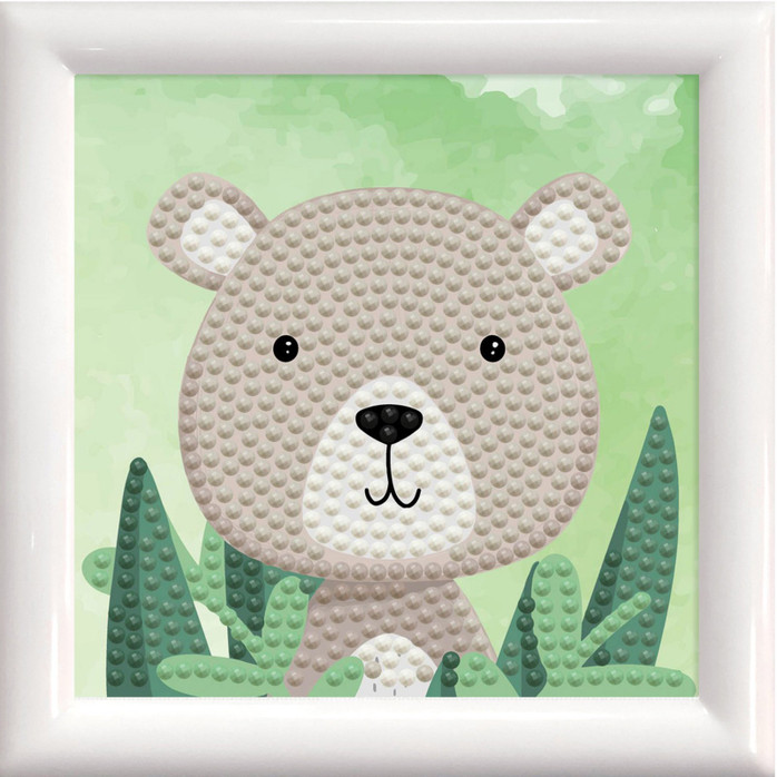Woodland Bear with Frame 10.2 x 10.2cm  -Diamond Paintings
