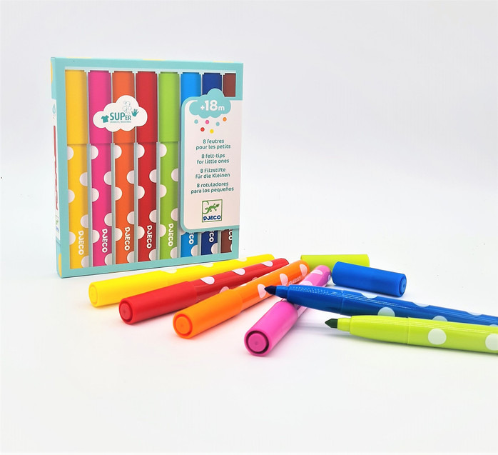8 Πλενόμενοι μαρκαδόροι για μικρά παιδιά +18μηνών - Djeco