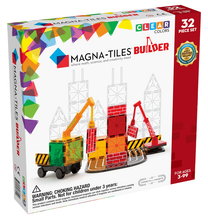 Magna Tiles Μαγνητικό παιχνίδι 32 τεμαχίων - Εργοτάξιο