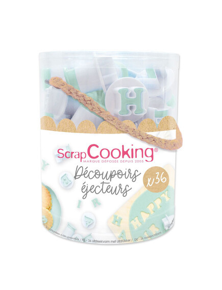Scrap Cooking Κάδος με 36 κουπ-πατ-σφραγίδες 'Γράμματα και Αριθμοί'