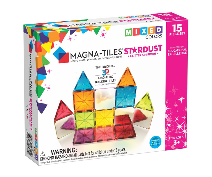 Magna Tiles Stardust - Μαγνητικό παιχνίδι 15 τεμαχίων με glitter