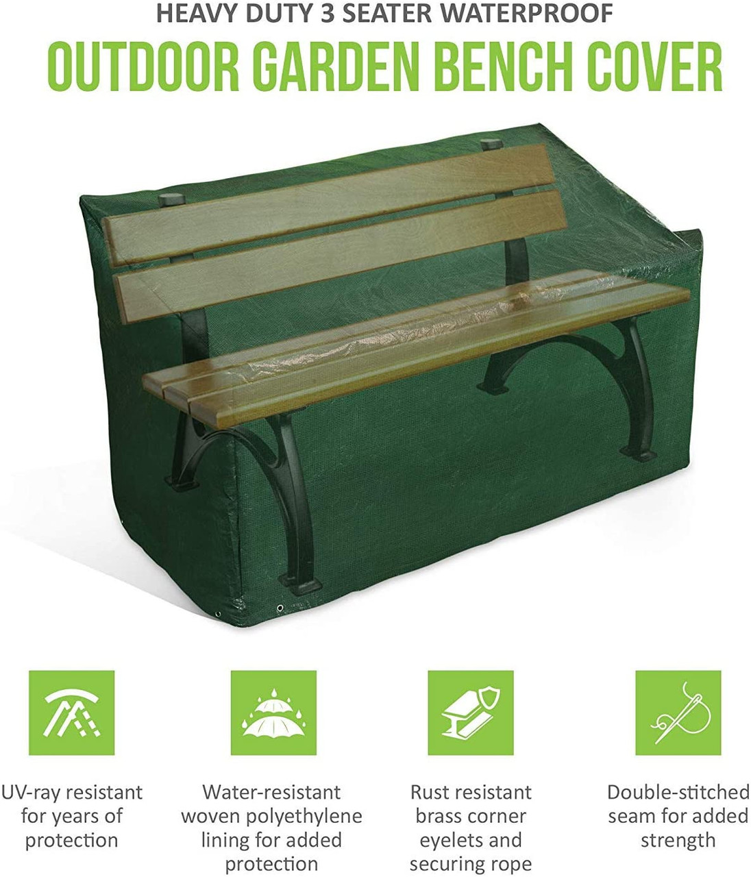 Ram® Heavy Duty Seater Waterproof Outdoor Garden Bench Cover