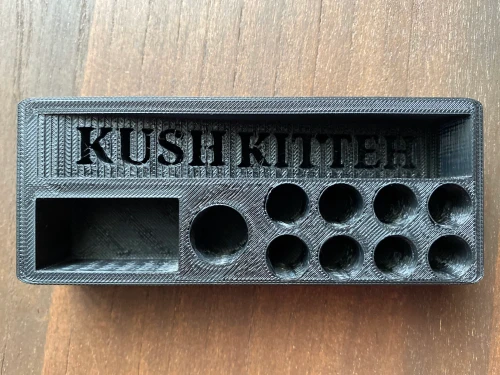Top view showing the precise placement and flexible hole configurations for the 8 cartridge storage compartments.