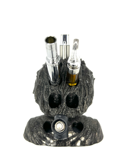 Kush Kitteh Einstein 3D-printed desktop cartridge organizer stand holding 6 individual 510 cartridges.