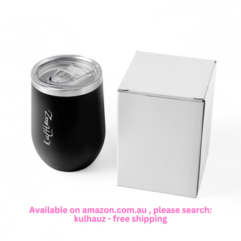 KuLHauZ 12oz Stainless Steel Travel Mug - Insulated Coffee, Tea, and Beer Tumbler with 3 Hours Hot, 12 Hours Cold Rating, Spill-Proof Lid, Stylish Black Finish - Ideal for Commuting, Outdoor Adventures, and Everyday Use
