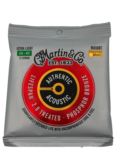 Martin MA500T Authentic Acoustic Lifespan 92/8 Phosphor Bronze Extra Light (12 String). 10-47