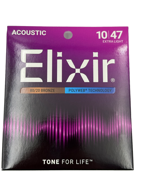 Elixir 11000 80/20 Bronze Acoustic Guitar Strings with POLYWEB. Extra Light 10-47