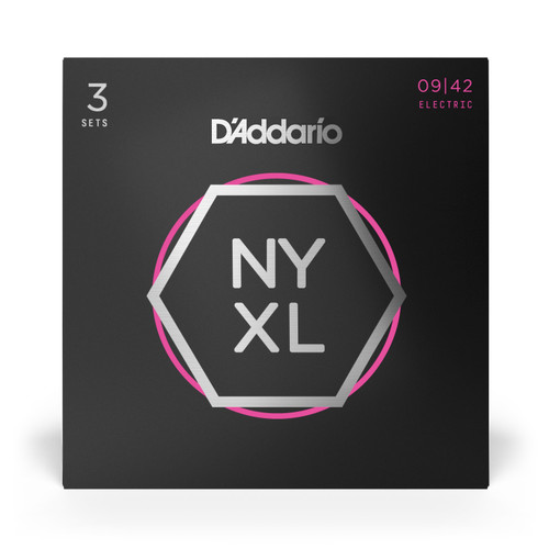 D'Addario NYXL0942-3P 3-Pack NYXL Electric Guitar Strings Super Light 09-42