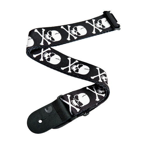 D’Addario Skull and Cross Bone Polyester Woven Guitar Strap