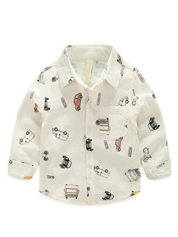 Cartoon Cars White Cotton Shirt