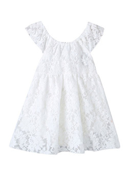 Baby Girl Lace Embroidery off Shoulder Dress