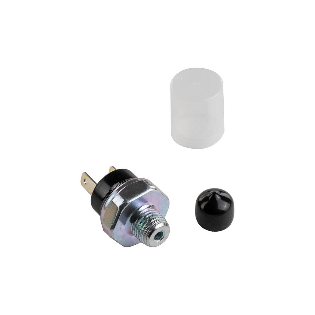 ARB Compressor Pressure Switch, automotive air compressor pressure switch with metal body, black cap, and white plastic cover.