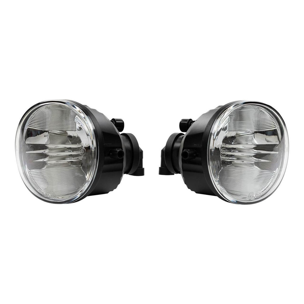 ARB Mount Kit - OE Fog Light 3540250, pair of round fog lights with clear lenses and black mounting brackets.