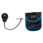 ARB E-Z Deflator Digital Gauge ARB510A, portable air pressure digital deflator with a flexible hose and digital display, accompanied by a black carrying pouch with blue trim for easy storage and transport.