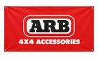 ARB Shop Vinyl Banner 5'x3' 570193US, red vinyl banner displaying ARB logo and text 4x4 accessories.
