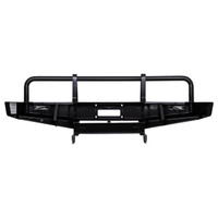 ARB Winch Bumper 3414060, black heavy-duty off-road bumper with integrated mounting points for winch and additional accessories.