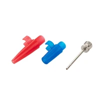 ARB Pump Up Kit, including red and blue inflation nozzle caps and a metal inflation needle for tire and air cushion inflation.