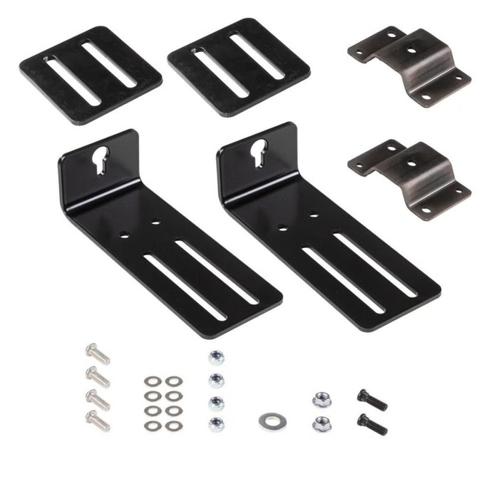 ARB Awning Quick Release Bracket Kit, black metal brackets and mounting hardware components for quick attachment and detachment of ARB awnings.