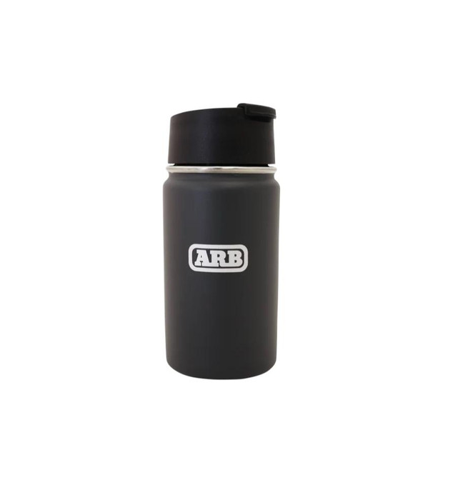 ARB Insulated Travel Coffee Cup 13oz 2170195, black insulated travel mug with lid and ARB logo