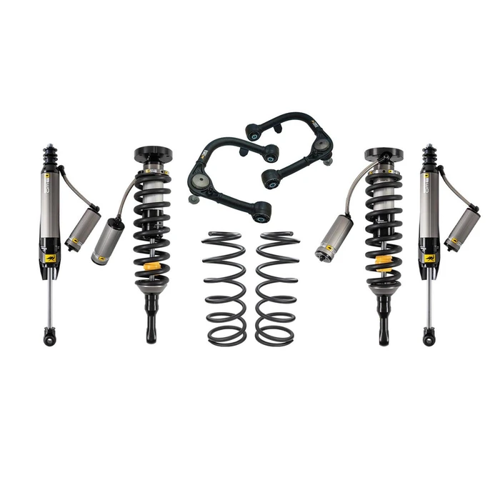 Old Man Emu BP-51 3-Inch Kit with UCA for Toyota 4Runner (2025+) - Front 3 inch and Rear 2 inch suspension lift components, including shocks, coil springs, and control arms, designed for improved off-road performance and vehicle stability.
