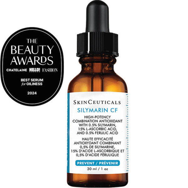 An oil-free vitamin C serum for oily skin and acne-prone skin that delivers advanced environmental protection, reduces oiliness, refines skin texture, and visibly improves fine lines.

Silymarin CF is a breakthrough vitamin C serum for oily and acne-prone skin that combines 0.5% silymarin (milk thistle extract), 15% l-ascorbic acid, 0.5% ferulic acid, and 0.5% salicylic acid. This oil-free formula is clinically demonstrated to reduce oiliness, refine skin texture, and fine lines.