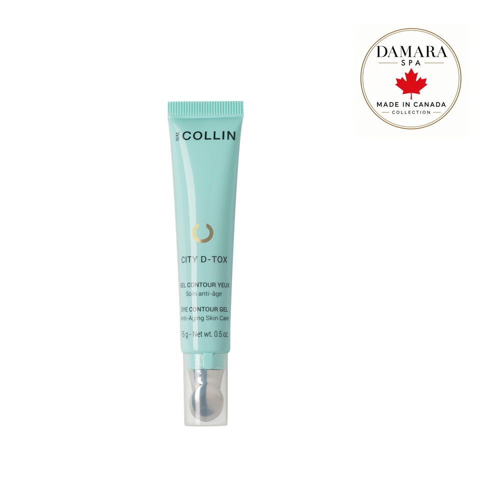 Combat signs of fatigue and pollution around the eyes with G.M. Collin’s City D-Tox Eye Contour. This refreshing gel with metallic applicator hydrates, reduces puffiness, dark circles & expression lines.