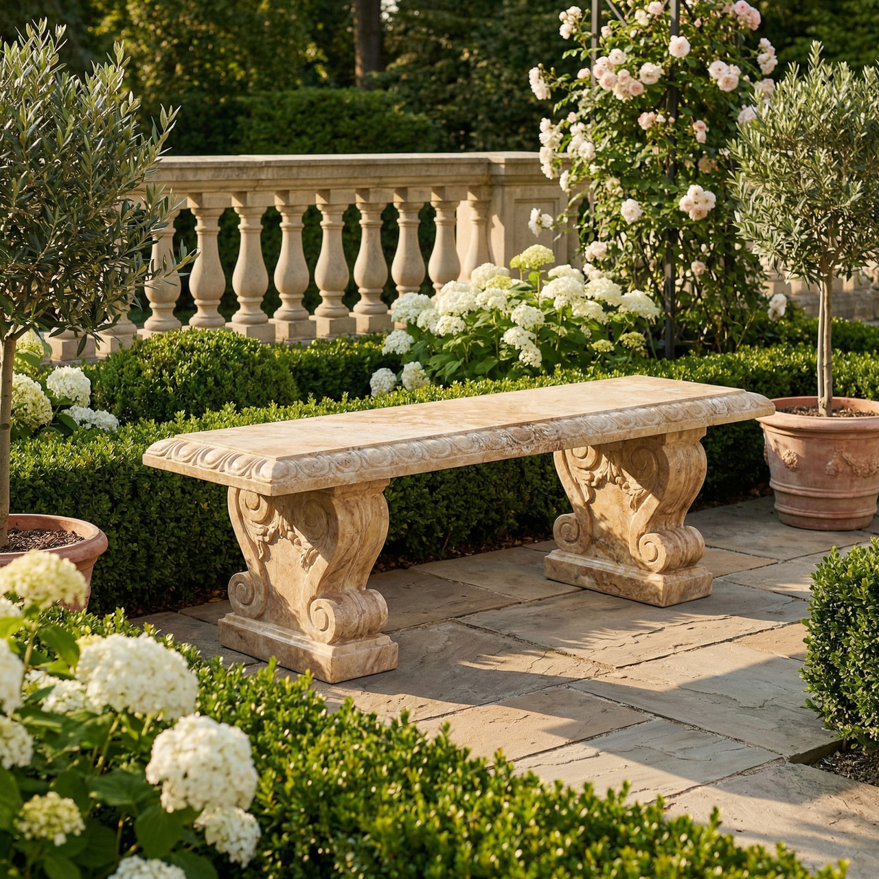 大理石　オブジェ Hole Stone Marble Bench - World of Decor