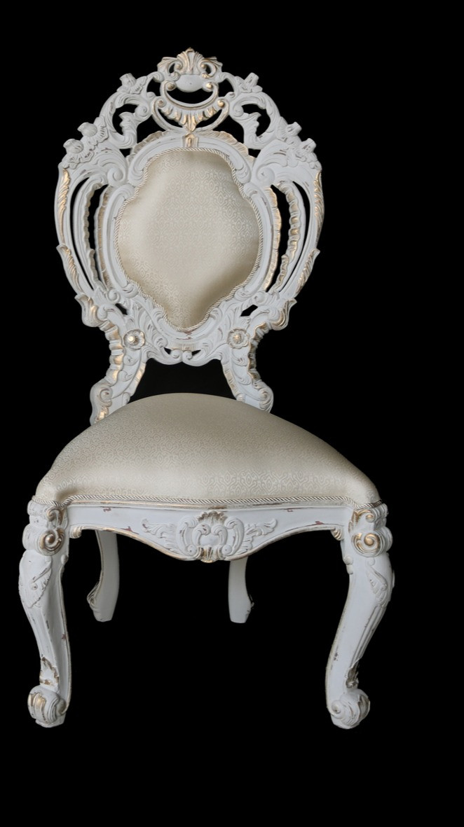 Simple Rococo Chair Chaulk White Rococo Side Chair - World of Decor