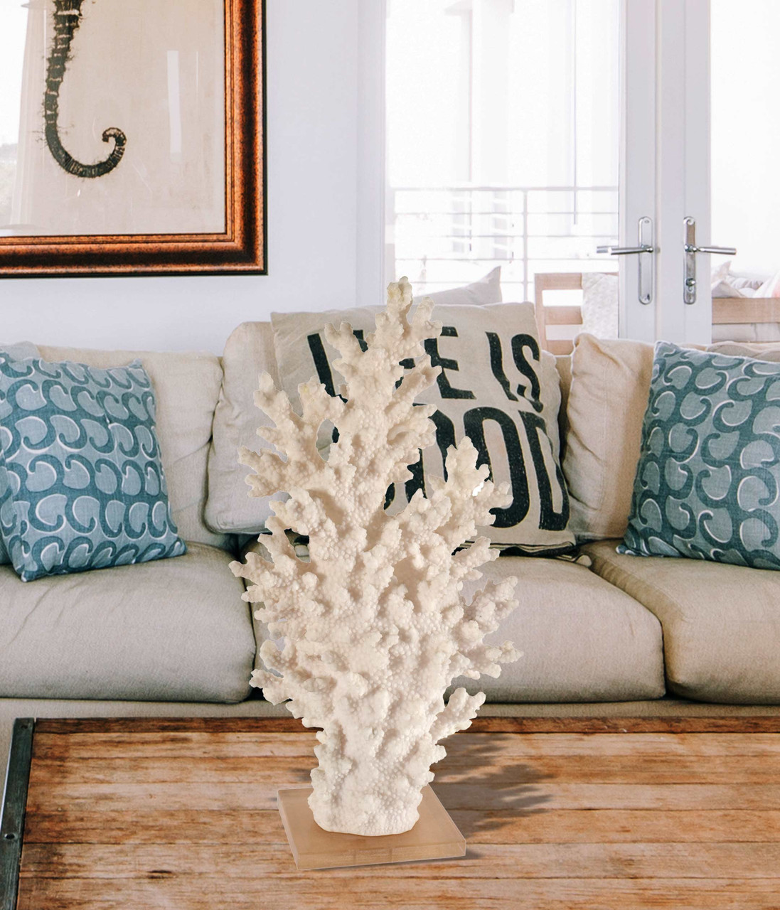 White Coral with Acrylic Base Tall - World of Decor