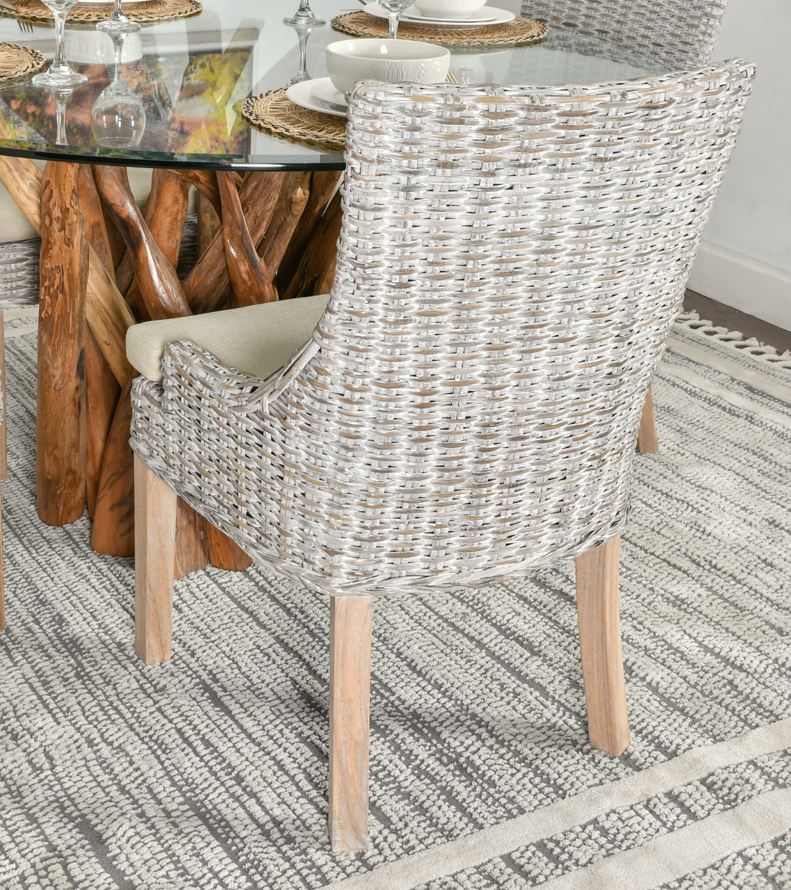 Alfresco Dining Chair Kuba Weave Savannah Wash - World of Decor