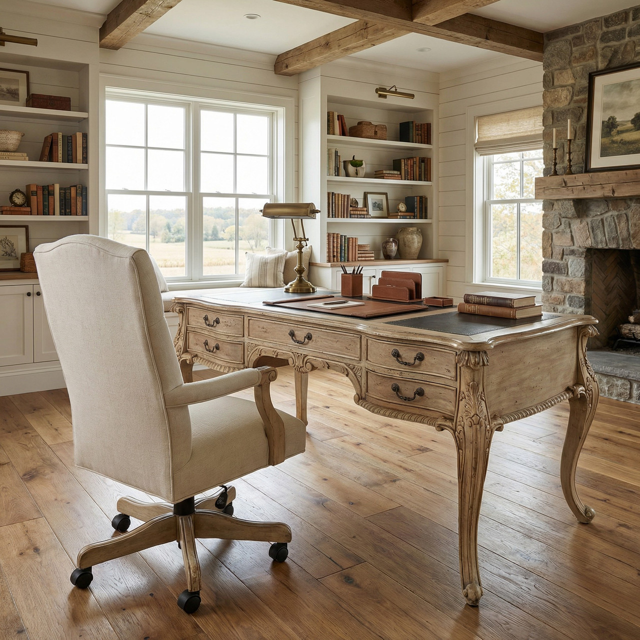 Natural Mahognay Large Chippendale Writing Desk - World of Decor