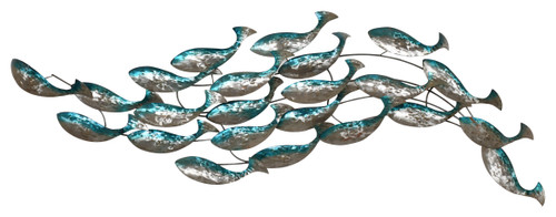 Iron School of Twisted Blue Fish Wall Decor 53 inches