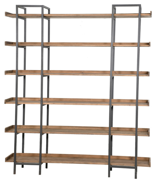 Farmhouse Metal and Wood Iron Etagere Bookcase