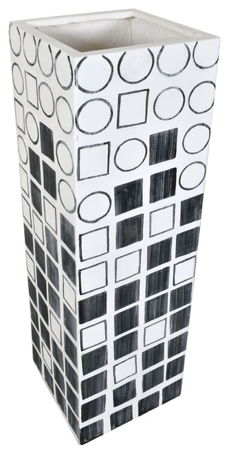 Black and White Square Contemporary Planter Floor Vase Large 48"H