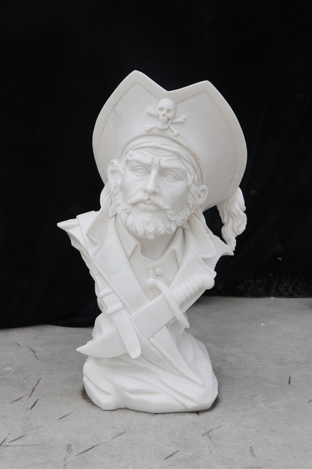 White Marble Pirate Bust