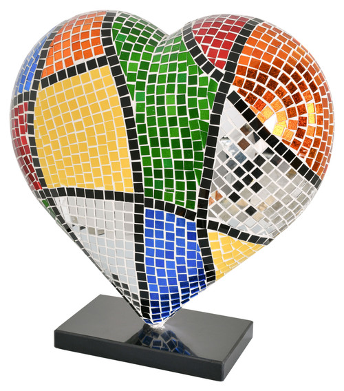 Micro Mosaic Pop Art Heart Glass Sculpture