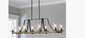 Rectangular 3 Crystal Wood Chandelier