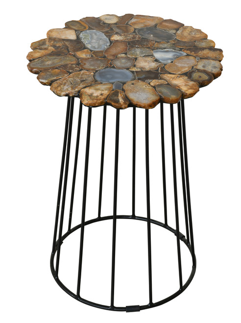 Natrual Agate Side Table with Iron Base