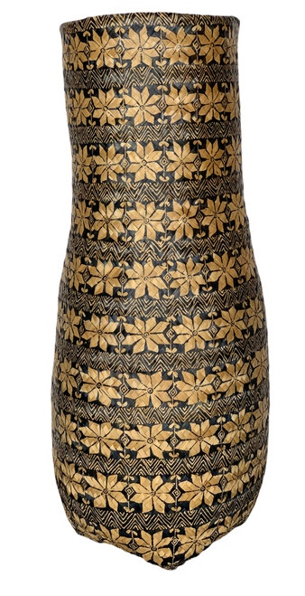 Large Woven Handpainted Basket with Flowers