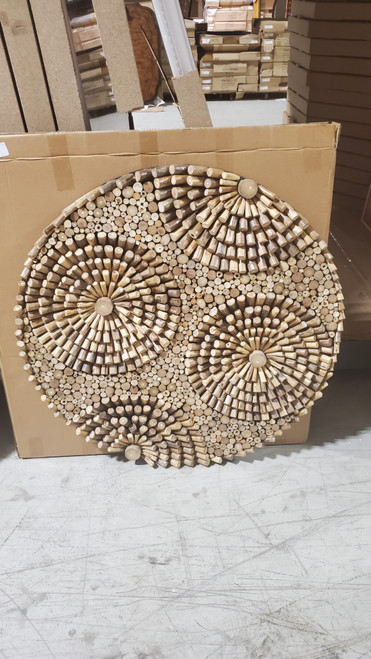 Round Wall Art Random Wood 40in