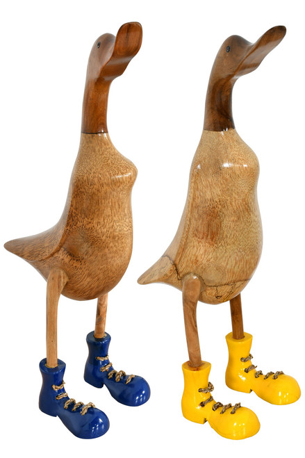 Inverness Farmhouse Pair Bamboo Duck Statues with Colorful Shoes