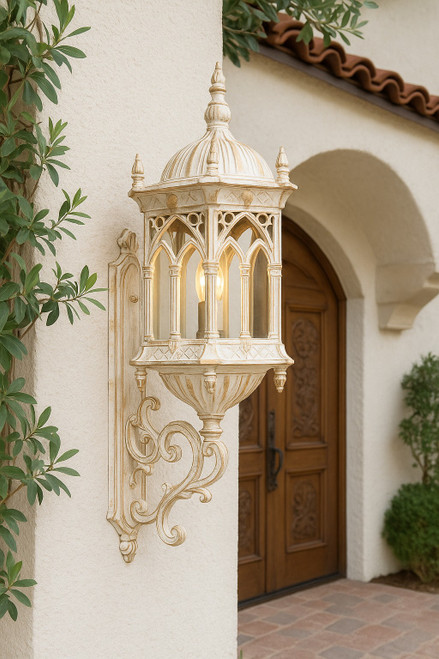 Gothic Wall Sconce Gold and White