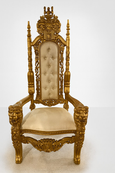 King Chair in Gold Leaf and Cream Fabric King Chair in Gold Leaf and Cream Fabric