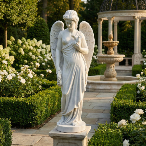 White Marble Angel Statue H63 Inches  Ge21404