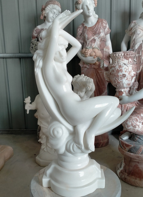 White Marble Moon Lady Statue H23.6 Inches  Ge21418