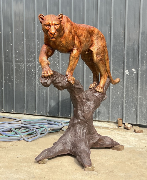 Copper Prowling Statue L63 Inches *H63 Inches  Ge21475