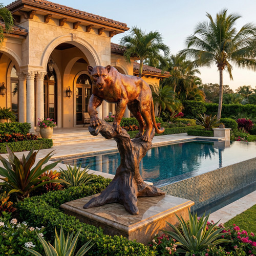 Copper Prowling Statue L63 Inches *H63 Inches  Ge21475