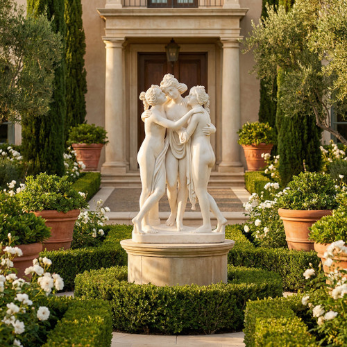 White Marble  Ladies Statue H27.5 Inches  Ge21497