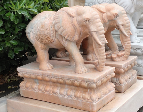 Sun Glow Pair of Elephant Sculptures H19.7 Inches  Ge21533